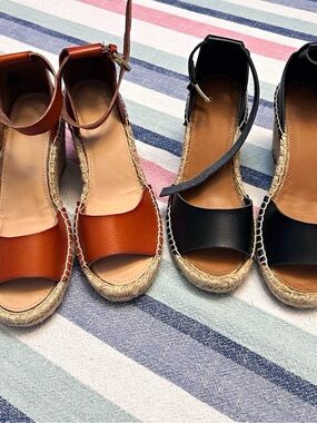 Old Navy Two-Tone Espadrille Ankle-Strap Sandals in Brown and Black